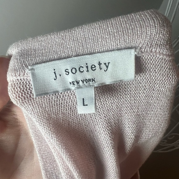 J. Society Women's L Light Pink Metallic Pullover Sweater Cotton Blend Dolman - Picture 5 of 5